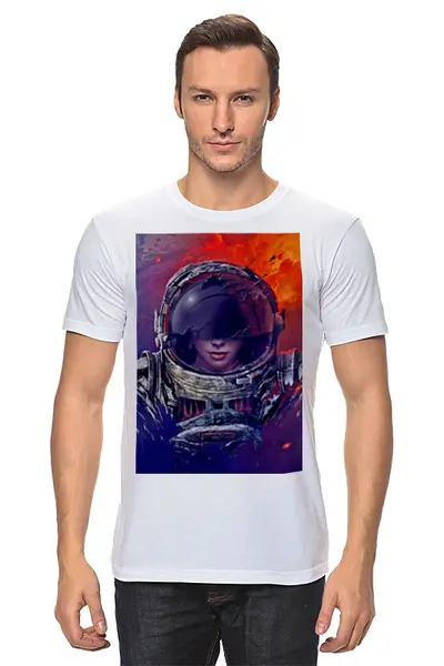 Заказать мужскую футболку в Москве. Футболка классическая Марсианка от allab85 - готовые дизайны и нанесение принтов.