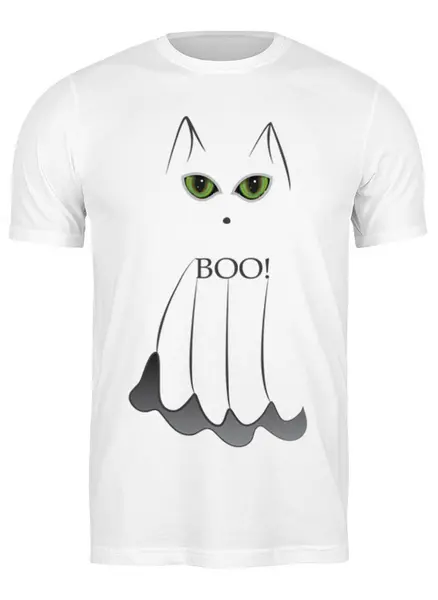 Заказать мужскую футболку в Москве. Футболка классическая Привидение кот от PolinaPo - готовые дизайны и нанесение принтов.