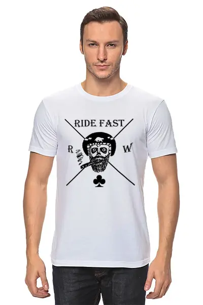 Заказать мужскую футболку в Москве. Футболка классическая Ride Fast RW от rwolverines - готовые дизайны и нанесение принтов.