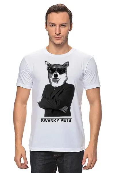 Заказать мужскую футболку в Москве. Футболка классическая Шарик из коллекции SWANKY PETS от DesertHawk - готовые дизайны и нанесение принтов.
