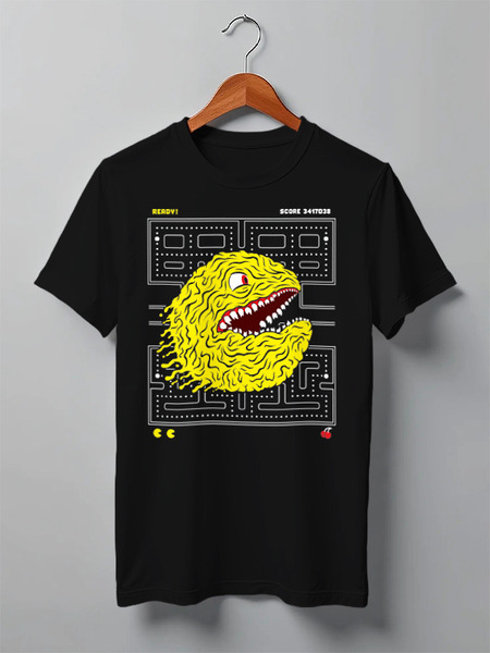 Заказать мужскую футболку в Москве. Футболка классическая Pac-Man от printik - готовые дизайны и нанесение принтов.