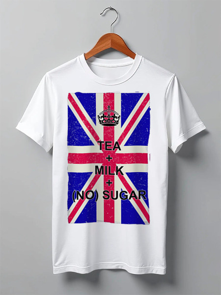 Заказать мужскую футболку в Москве. Футболка классическая British tea and milk от Madeline Black - готовые дизайны и нанесение принтов.