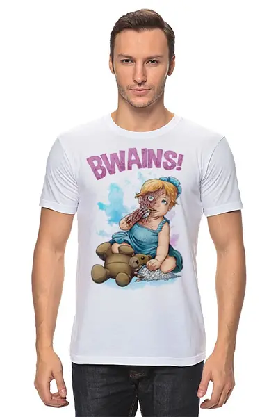 Заказать мужскую футболку в Москве. Футболка классическая BWAINS! от alferxv - готовые дизайны и нанесение принтов.