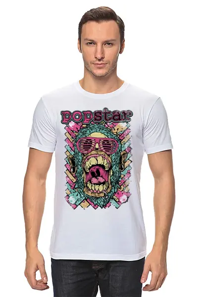 Заказать мужскую футболку в Москве. Футболка классическая Popstar от T-shirt print  - готовые дизайны и нанесение принтов.