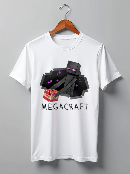 Заказать мужскую футболку в Москве. Футболка классическая Эндермен MegaCraft от Andrei Andrei - готовые дизайны и нанесение принтов.