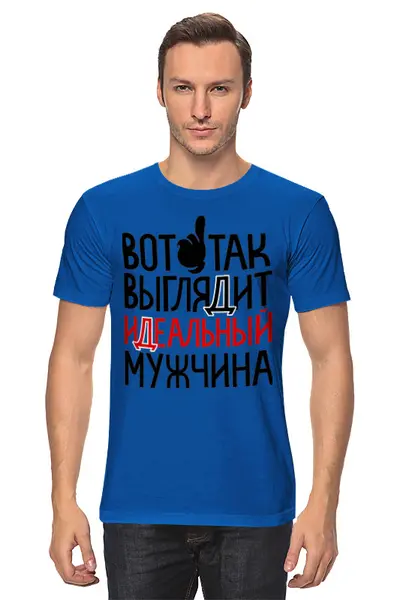 Заказать мужскую футболку в Москве. Футболка классическая Идеальный мужчина от T-shirt print  - готовые дизайны и нанесение принтов.