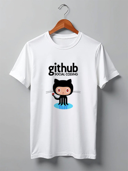 Заказать мужскую футболку в Москве. Футболка классическая GitHub Social Coding от WebDiez - готовые дизайны и нанесение принтов.
