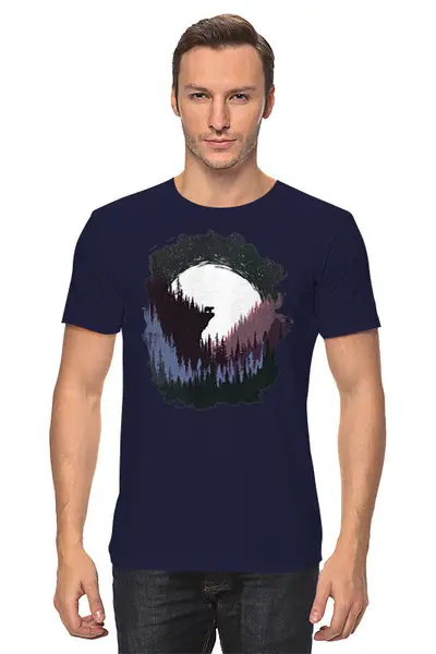Заказать мужскую футболку в Москве. Футболка классическая Bear and Moon от oneredfoxstore@gmail.com - готовые дизайны и нанесение принтов.
