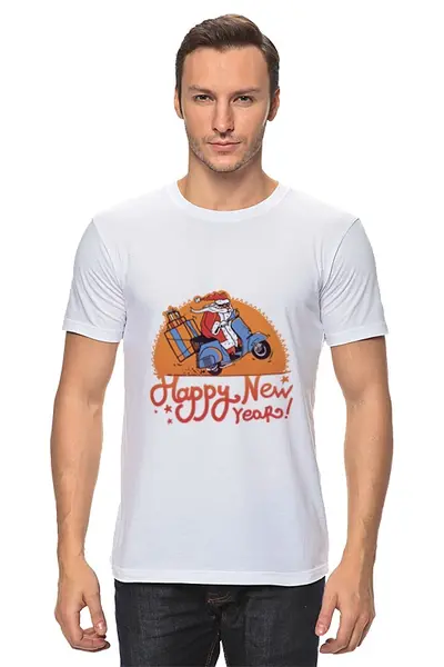 Заказать мужскую футболку в Москве. Футболка классическая New year от Joy - готовые дизайны и нанесение принтов.
