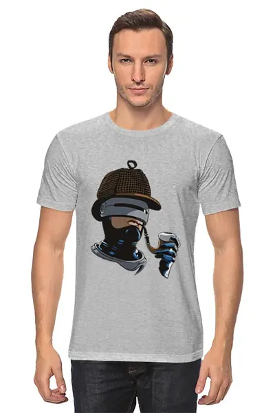 Заказать мужскую футболку в Москве. Футболка классическая Robo Holmes от skynatural - готовые дизайны и нанесение принтов.