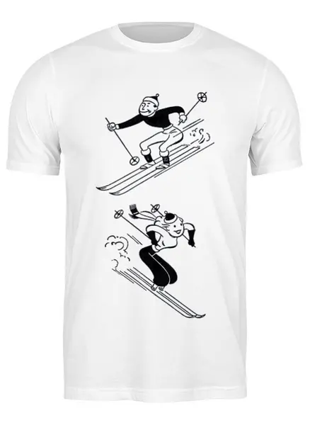 Заказать мужскую футболку в Москве. Футболка классическая Keep Calm and Ski On от Just kidding - готовые дизайны и нанесение принтов.