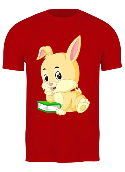 Заказать мужскую футболку в Москве. Футболка классическая Кролик с книгой от skynatural - готовые дизайны и нанесение принтов.