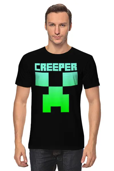 Заказать мужскую футболку в Москве. Футболка классическая MINECRAFT CREEPER от vista12761@rambler.ru - готовые дизайны и нанесение принтов.