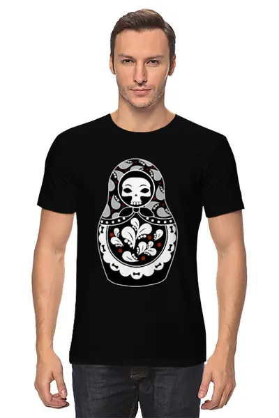 Заказать мужскую футболку в Москве. Футболка классическая Матрешка Скелет от coolmag - готовые дизайны и нанесение принтов.
