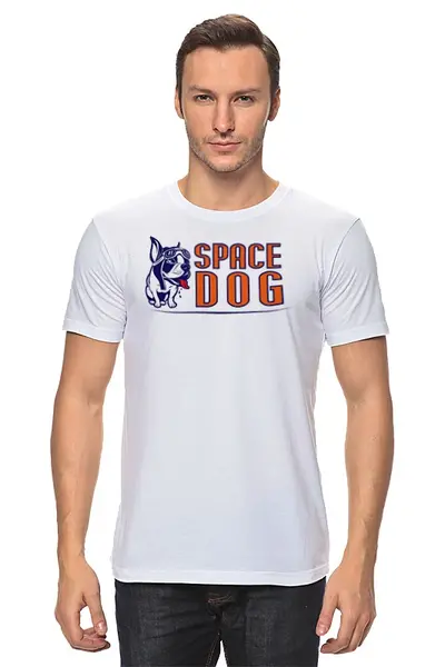 Заказать мужскую футболку в Москве. Футболка классическая Space Dog от Leichenwagen - готовые дизайны и нанесение принтов.
