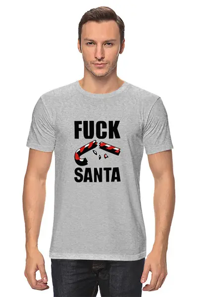 Заказать мужскую футболку в Москве. Футболка классическая  Fuck Santa от THE_NISE  - готовые дизайны и нанесение принтов.