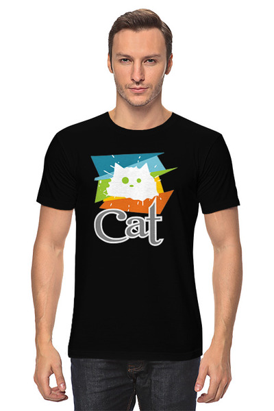 Заказать мужскую футболку в Москве. Футболка классическая Cat - Кот от skynatural - готовые дизайны и нанесение принтов.