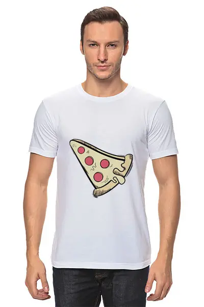 Заказать мужскую футболку в Москве. Футболка классическая Пицца  от acidhouses - готовые дизайны и нанесение принтов.