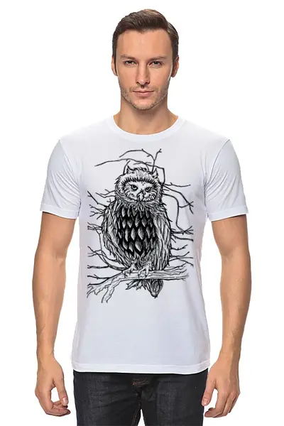 Заказать мужскую футболку в Москве. Футболка классическая NightOwl от kros - готовые дизайны и нанесение принтов.