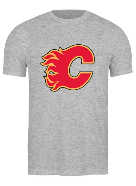 Заказать мужскую футболку в Москве. Футболка классическая Calgary Flames / NHL Canada от KinoArt - готовые дизайны и нанесение принтов.
