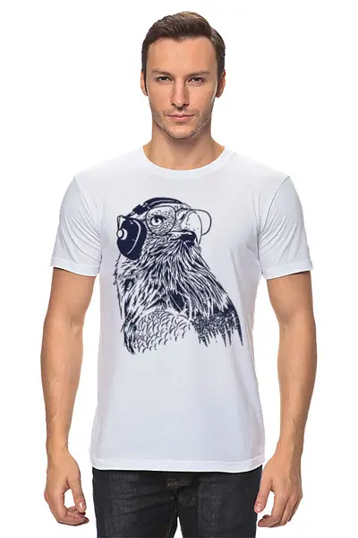 Заказать мужскую футболку в Москве. Футболка классическая Гордый орёл  от Елена  - готовые дизайны и нанесение принтов.