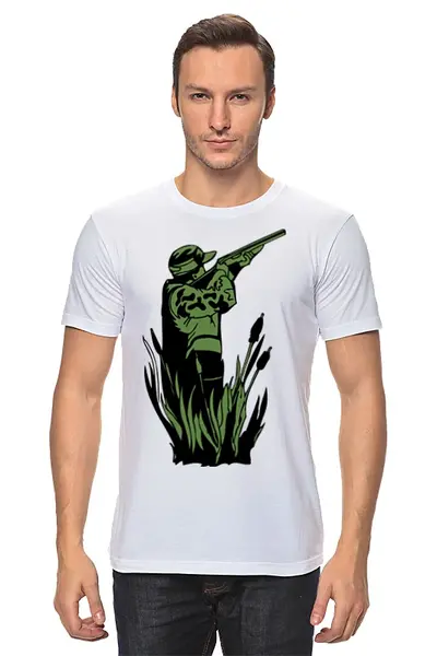 Заказать мужскую футболку в Москве. Футболка классическая Охотник от valezar - готовые дизайны и нанесение принтов.