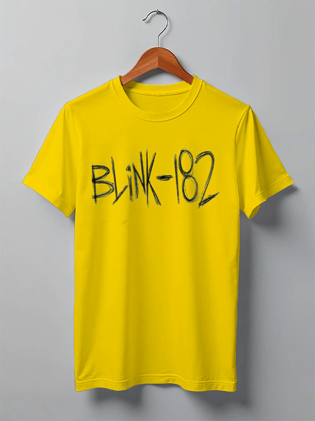 Заказать мужскую футболку в Москве. Футболка классическая blink-182 yellow logo от slider - готовые дизайны и нанесение принтов.