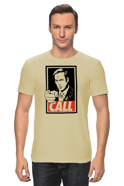 Заказать мужскую футболку в Москве. Футболка классическая Call Saul от skynatural - готовые дизайны и нанесение принтов.