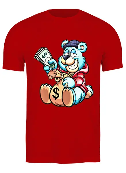 Заказать мужскую футболку в Москве. Футболка классическая Мишка с баблишком от T-shirt print  - готовые дизайны и нанесение принтов.