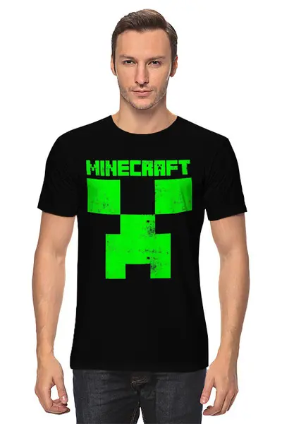 Заказать мужскую футболку в Москве. Футболка классическая MINECRAFT CREEPER от vista12761@rambler.ru - готовые дизайны и нанесение принтов.