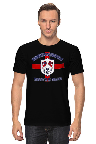 Заказать мужскую футболку в Москве. Футболка классическая Millwall Bushwackers Flag от Millwall Supporters Club Russia - готовые дизайны и нанесение принтов.