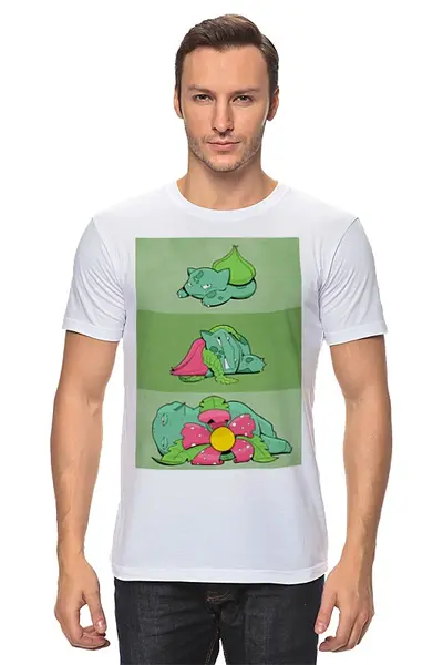 Заказать мужскую футболку в Москве. Футболка классическая Бульбазавр от scoopysmith - готовые дизайны и нанесение принтов.