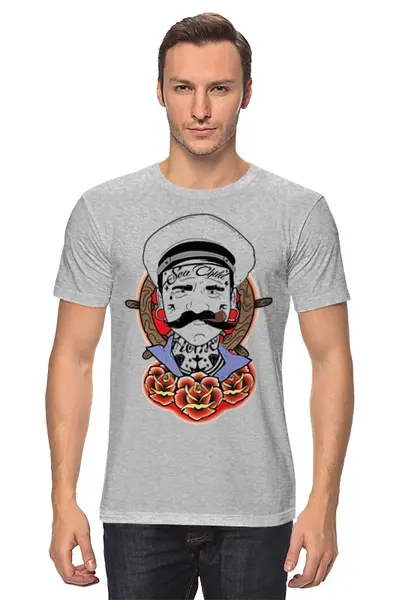 Заказать мужскую футболку в Москве. Футболка классическая Мужик с трубкой от YellowCloverShop - готовые дизайны и нанесение принтов.