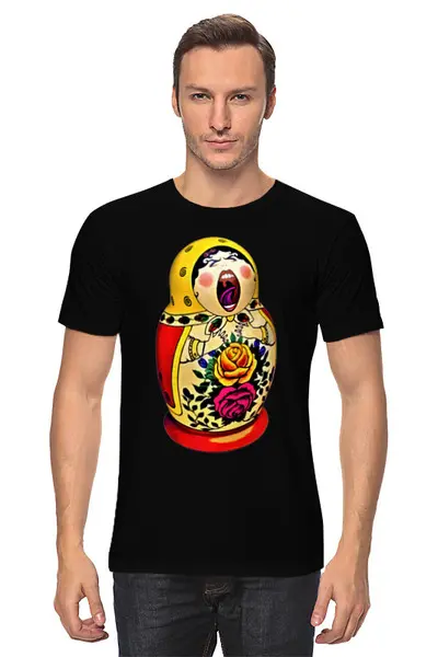 Заказать мужскую футболку в Москве. Футболка классическая Матрешка от T-shirt print  - готовые дизайны и нанесение принтов.