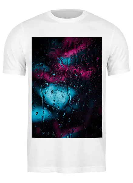 Заказать мужскую футболку в Москве. Футболка классическая Дождь от FireFoxa - готовые дизайны и нанесение принтов.