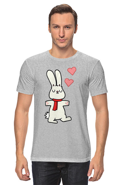 Заказать мужскую футболку в Москве. Футболка классическая Влюблённый кролик от skynatural - готовые дизайны и нанесение принтов.