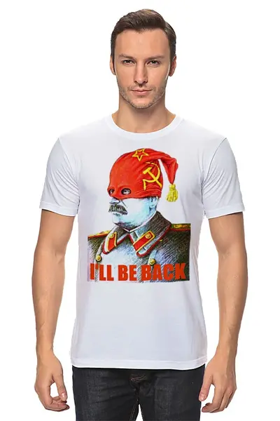 Заказать мужскую футболку в Москве. Футболка классическая Сталин - Я вернусь от Leichenwagen - готовые дизайны и нанесение принтов.