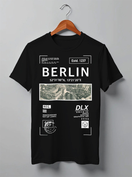 Заказать мужскую футболку в Москве. Футболка классическая Berlin от DesignMesign  - готовые дизайны и нанесение принтов.