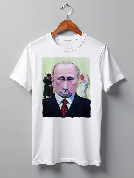 Заказать мужскую футболку в Москве. Футболка классическая Putin от Leichenwagen - готовые дизайны и нанесение принтов.