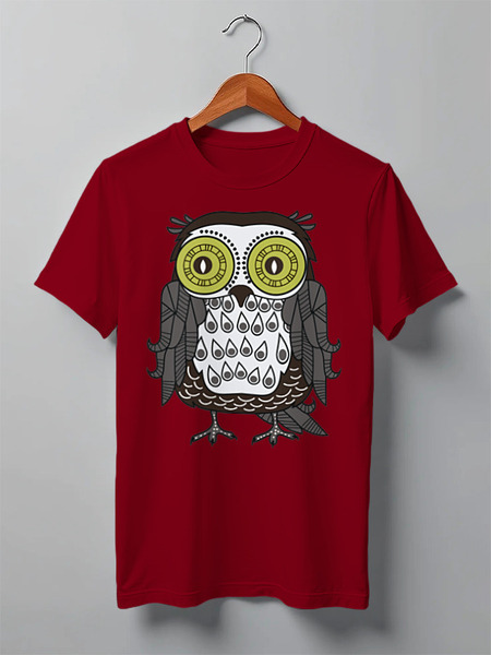 Заказать мужскую футболку в Москве. Футболка классическая Owl Here от oneredfoxstore@gmail.com - готовые дизайны и нанесение принтов.
