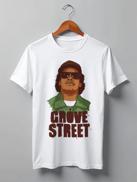 Заказать мужскую футболку в Москве. Футболка классическая GROVE STREET 4 LIFE от 7SWɅG - готовые дизайны и нанесение принтов.