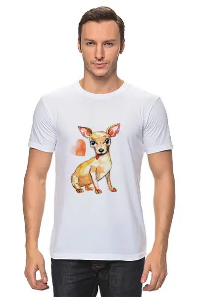 Заказать мужскую футболку в Москве. Футболка классическая Pam-pam-pam-pa-pa... Chihuahua! от Evgenia Bandagnomych - готовые дизайны и нанесение принтов.