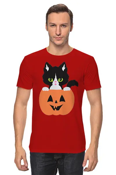 Заказать мужскую футболку в Москве. Футболка классическая BLACK CAT от cooldesign  - готовые дизайны и нанесение принтов.