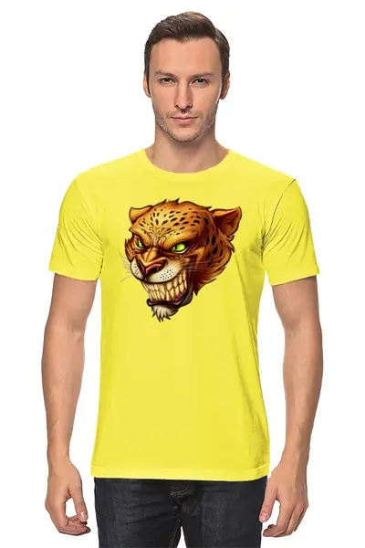 Заказать мужскую футболку в Москве. Футболка классическая Леопард  от ПРИНТЫ ПЕЧАТЬ  - готовые дизайны и нанесение принтов.