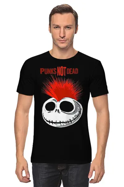 Заказать мужскую футболку в Москве. Футболка классическая Punks Not Dead от Leichenwagen - готовые дизайны и нанесение принтов.