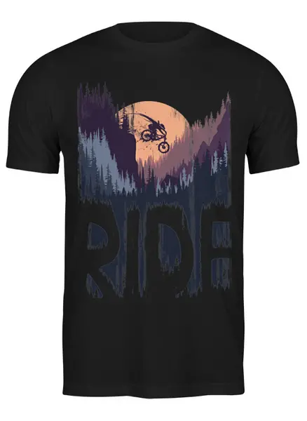 Заказать мужскую футболку в Москве. Футболка классическая Mountain Bike от oneredfoxstore@gmail.com - готовые дизайны и нанесение принтов.