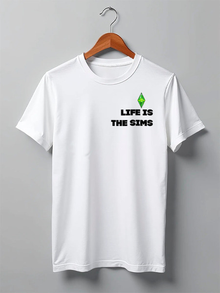 Заказать мужскую футболку в Москве. Футболка классическая Life is the Sims от Kiksulya Kiksulya - готовые дизайны и нанесение принтов.