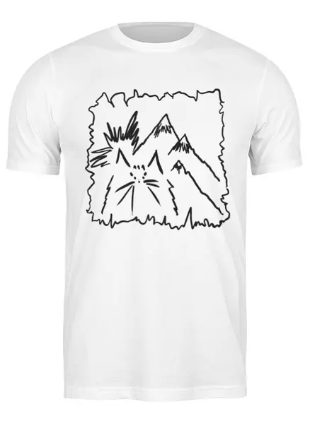 Заказать мужскую футболку в Москве. Футболка классическая Cat and Mountains от oneredfoxstore@gmail.com - готовые дизайны и нанесение принтов.