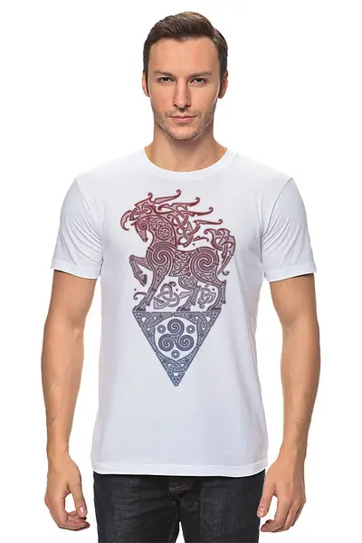 Заказать мужскую футболку в Москве. Футболка классическая SLEIPNIR от RAIDHO  - готовые дизайны и нанесение принтов.