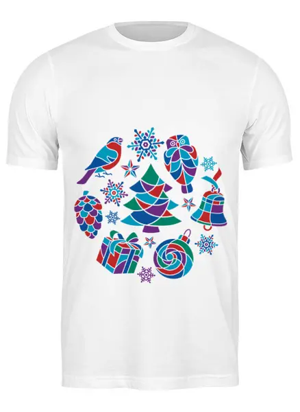 Заказать мужскую футболку в Москве. Футболка классическая Зимняя мозаика от LunaSolvo - готовые дизайны и нанесение принтов.